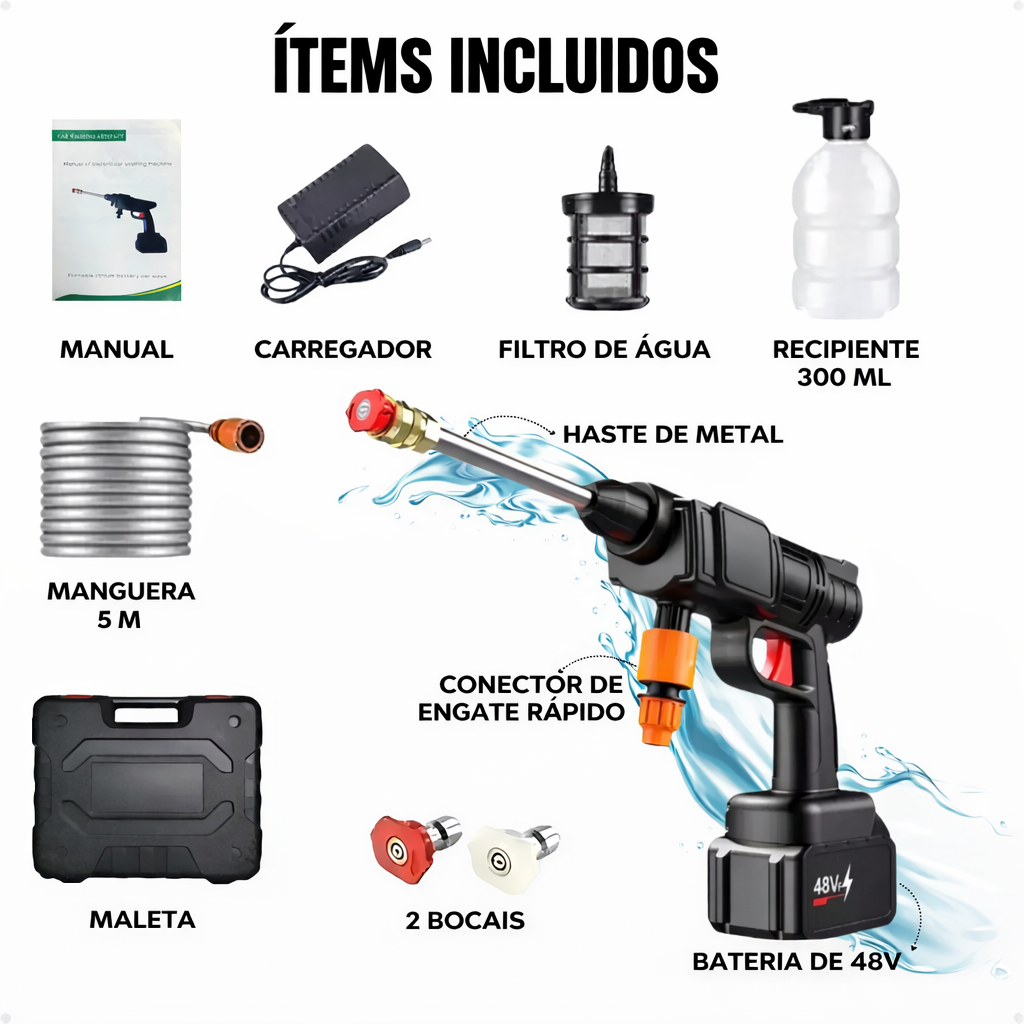 COMBO : Hidrolavadora + (Aspiradora Portátil + Doble Batería + Maletín)